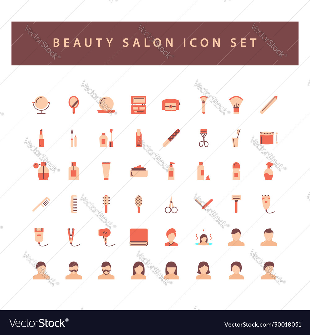 Beauty salon icon set with colorful modern flat