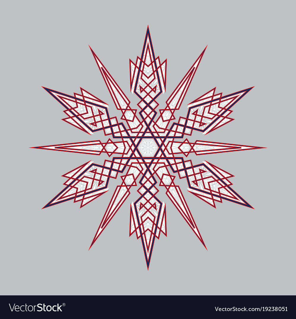 Big crystal snowflake in flat style