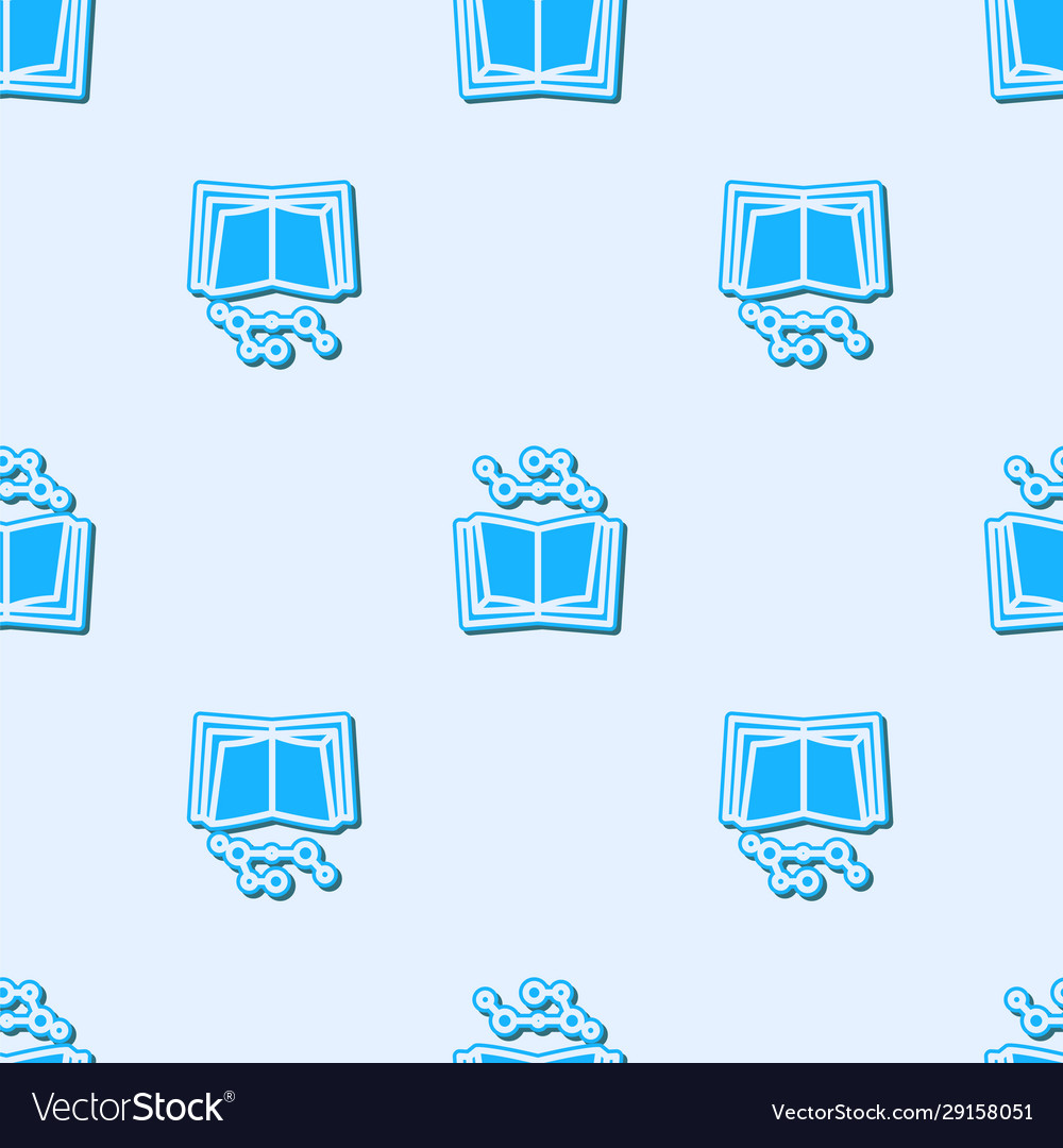 Blue line open book icon isolated seamless pattern vector image Blue line open book icon isolated seamless pattern