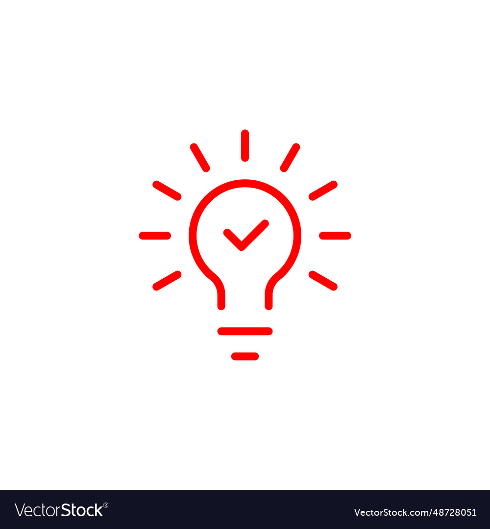 Bulb with checkmark like quick tip icon vector image Bulb with checkmark like quick tip icon