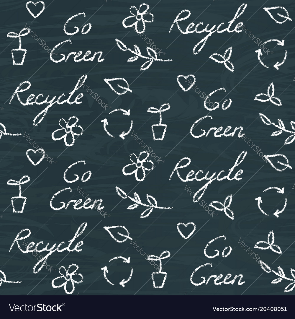 Chalkboard ecology seamless pattern with recycling