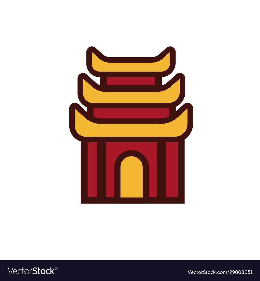 Chinese architecture building isolated icon
