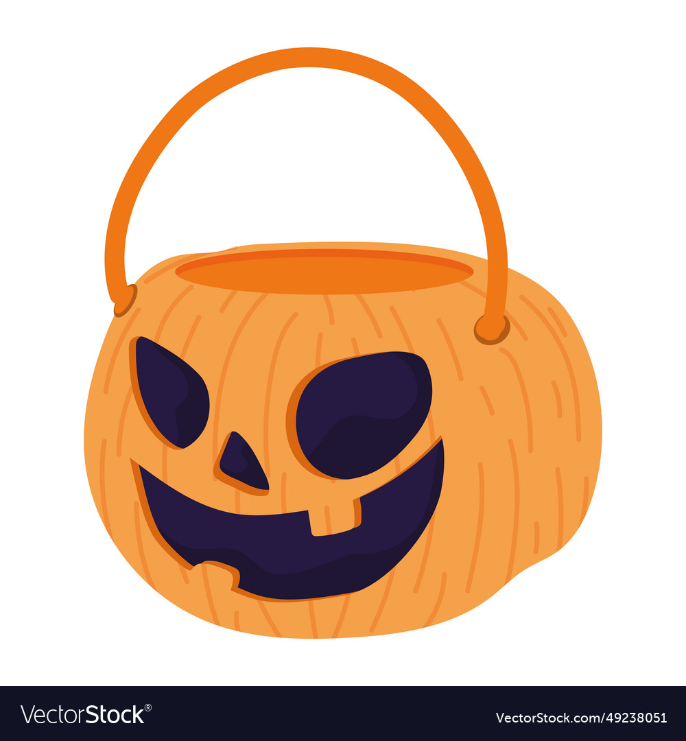 Colored halloween candies pumpkin basket happy Vector Image