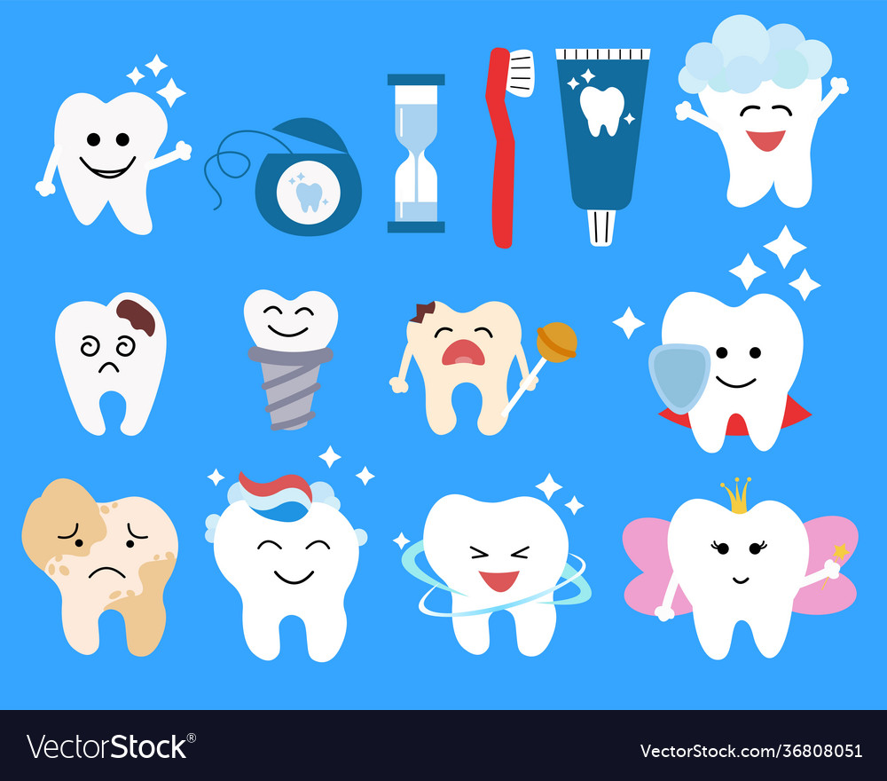 Cute tooth symbols Royalty Free Vector Image - VectorStock