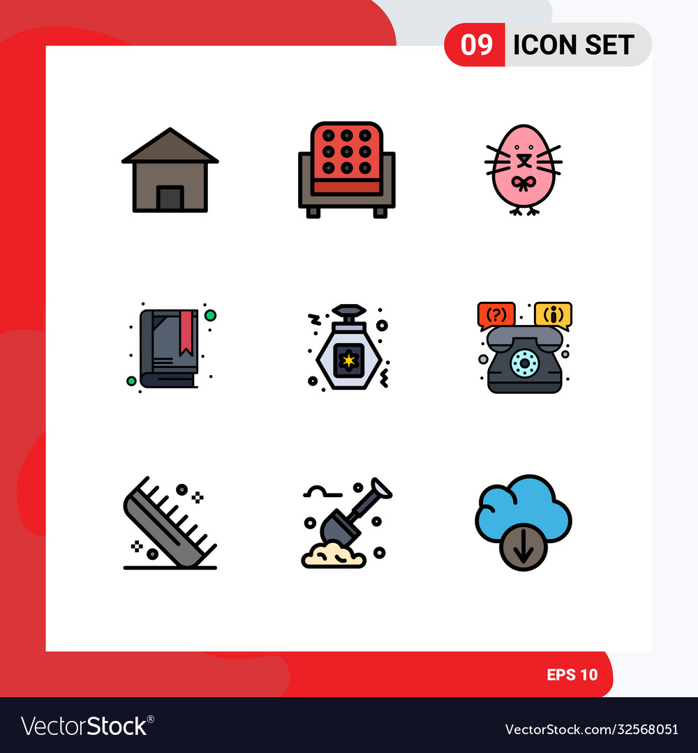 Editable line pack 9 simple filledline flat