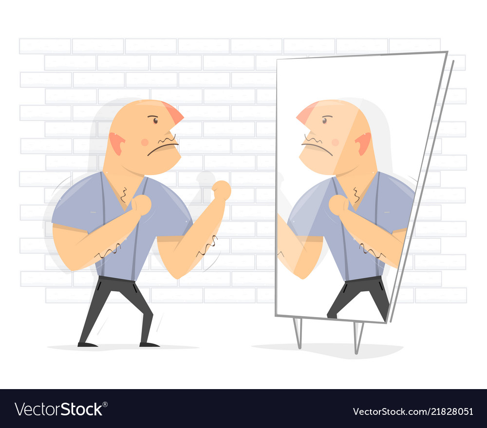 fight-with-yourself-man-in-front-of-a-mirror-vector-image