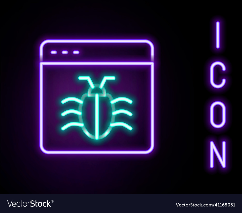 Glowing neon line system bug concept icon isolated