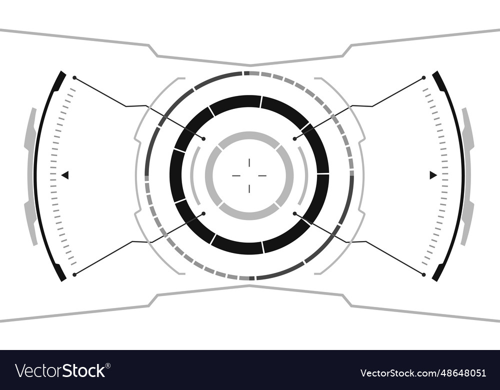 Hud sci-fi interface screen view grey geometric vector image Hud sci-fi interface screen view grey geometric