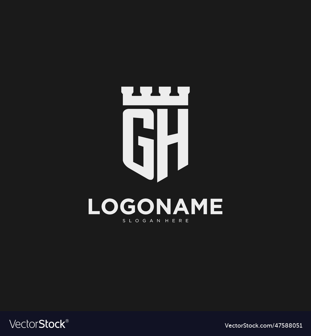 Initials gh logo monogram with shield Royalty Free Vector