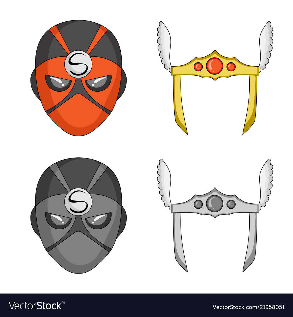 Isolated object of hero and mask sign collection