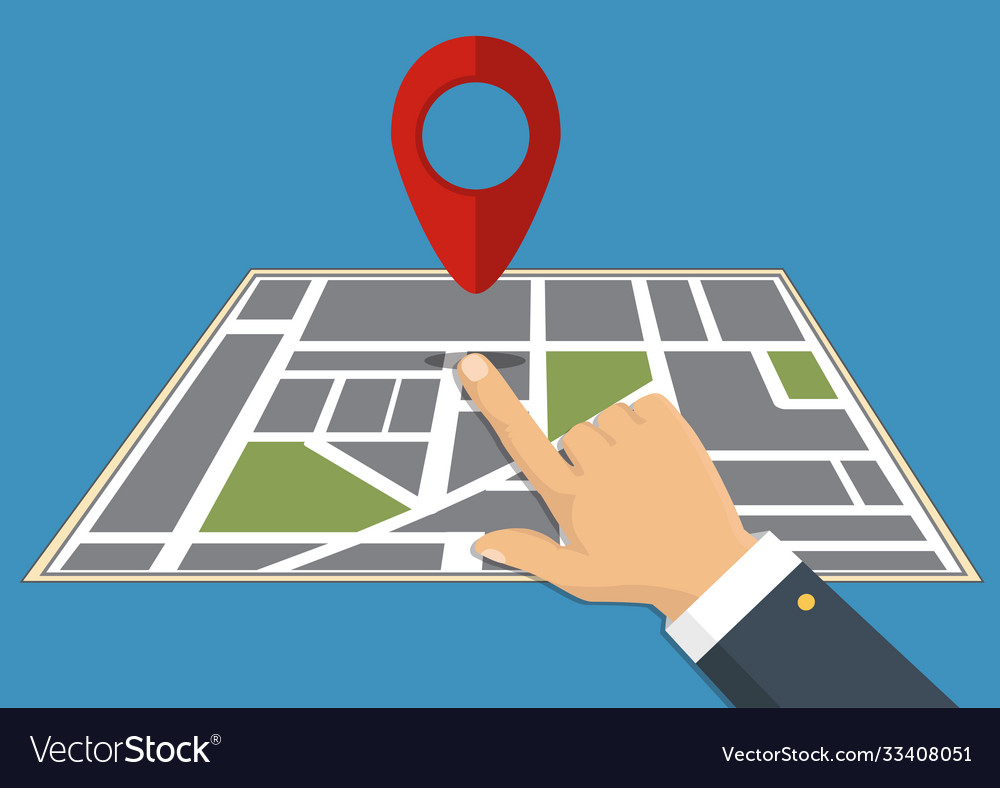 Map concept navigation delivery hand vector image Map concept navigation delivery hand