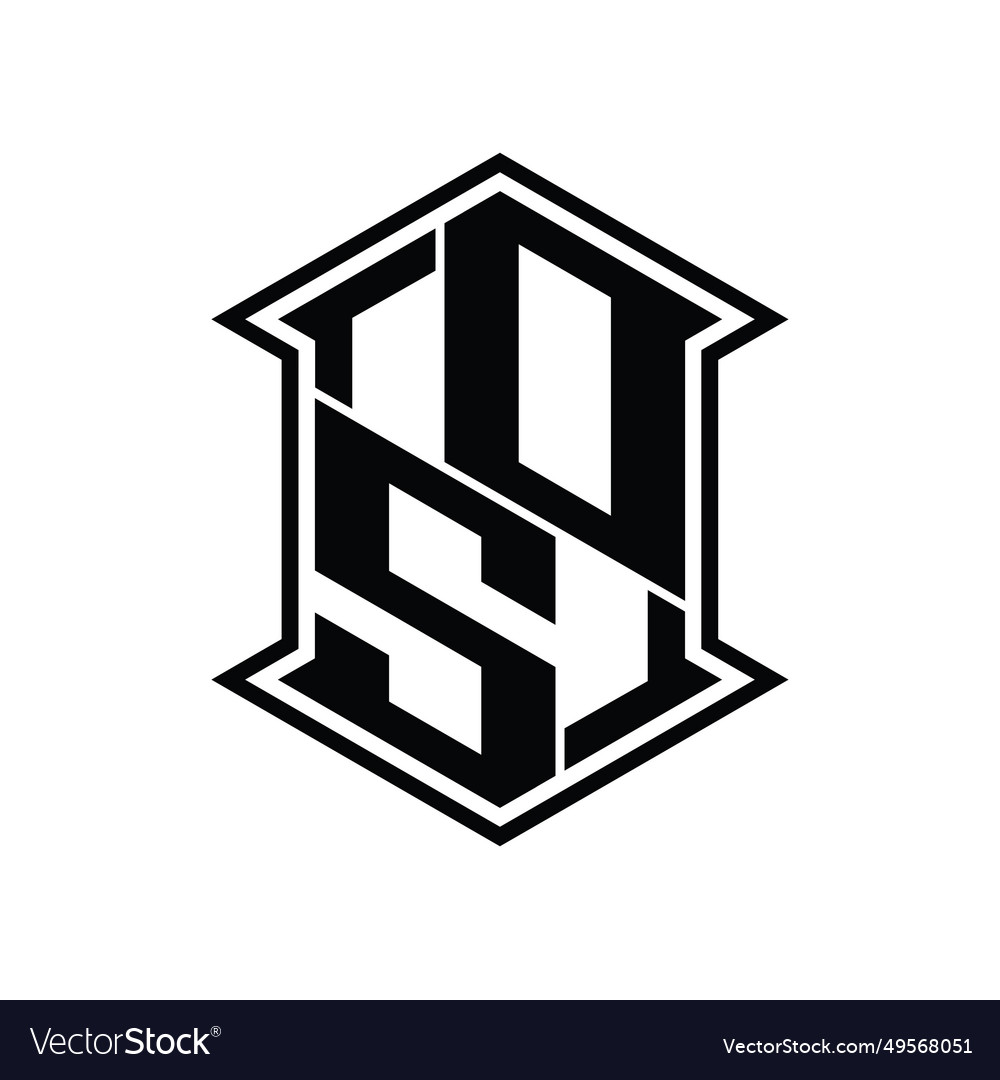 Os logo monogram hexagon shield shape up and down Vector Image Os logo monogram hexagon shield shape up and down