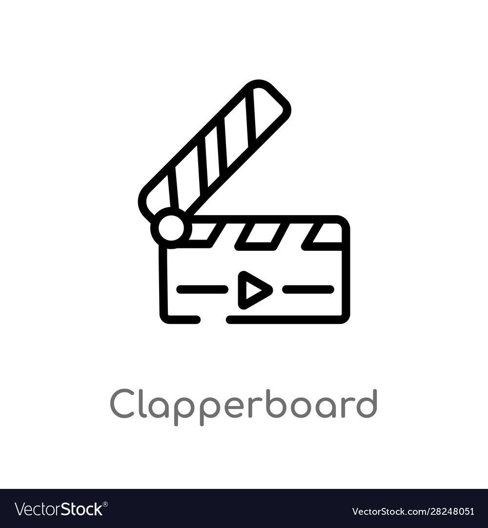 Outline clapperboard icon isolated black simple Vector Image Outline clapperboard icon isolated black simple