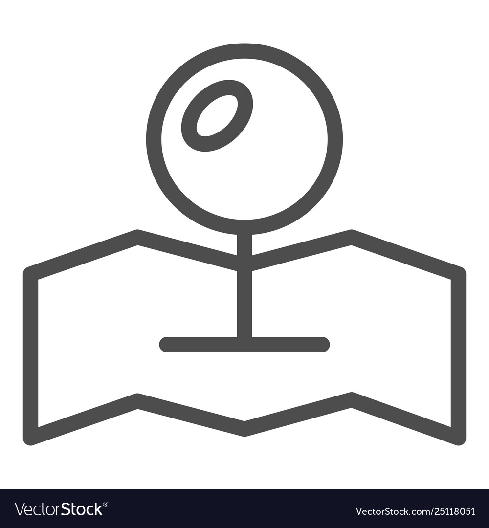 Push pin on map line icon location vector image Push pin on map line icon location