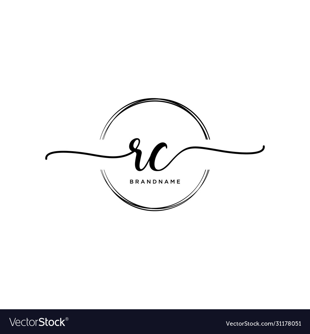 Rc initial handwriting logo with circle template Vector Image Rc initial handwriting logo with circle template