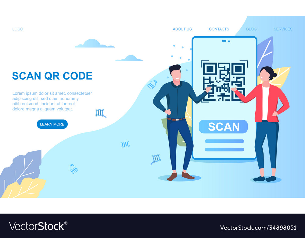 Scanning qr code on mobile phone smartphone vector image Scanning qr code on mobile phone smartphone