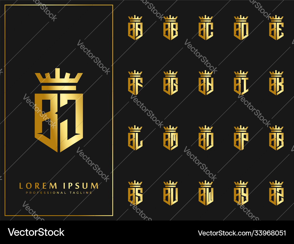 Set initial b letter with crown elements logo Vector Image