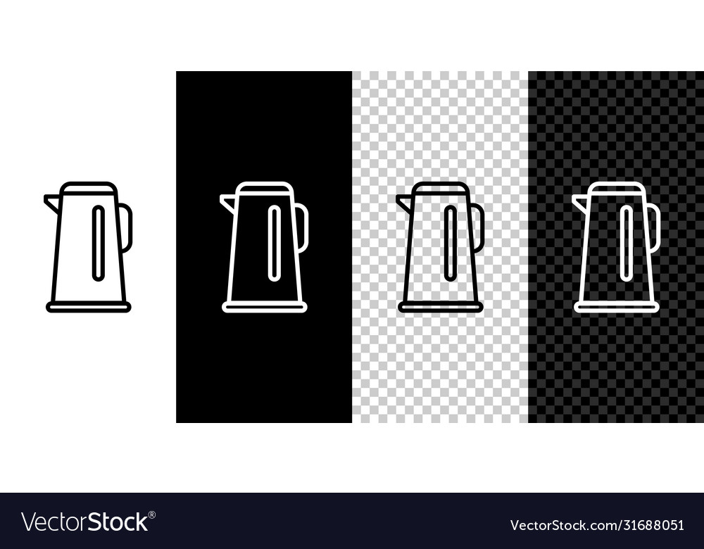 Set line kettle with handle icon isolated on black Vector Image Set line kettle with handle icon isolated on black