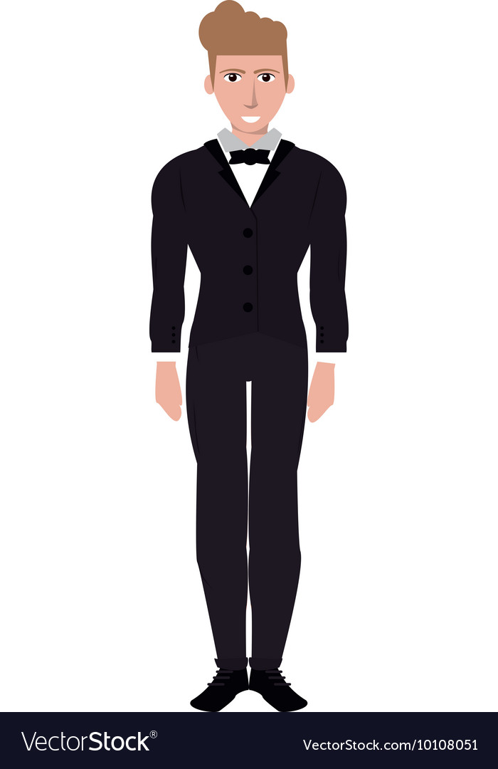 Single man with suit and bowtie icon Royalty Free Vector