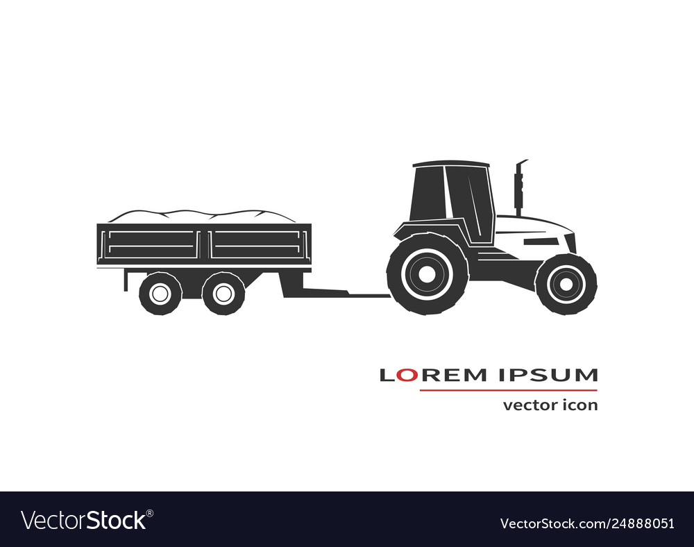 Tractor with trailer isolated on background