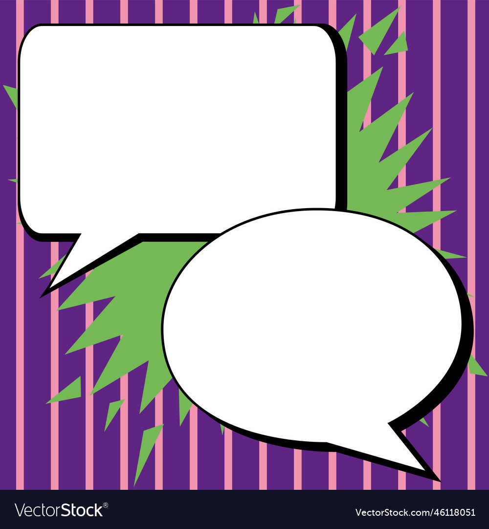 Two big white empty speech bubbles for text Vector Image Two big white empty speech bubbles for text
