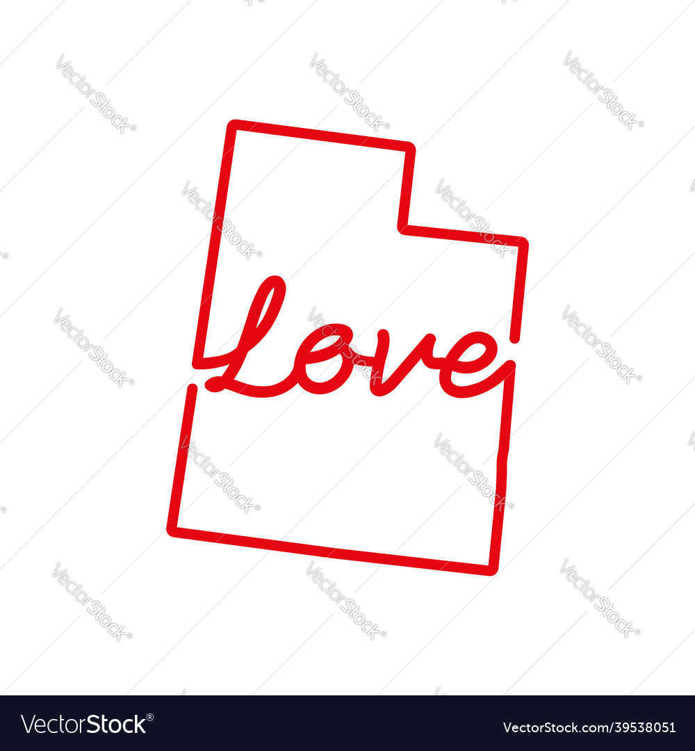 Utah us state red outline map Royalty Free Vector Image