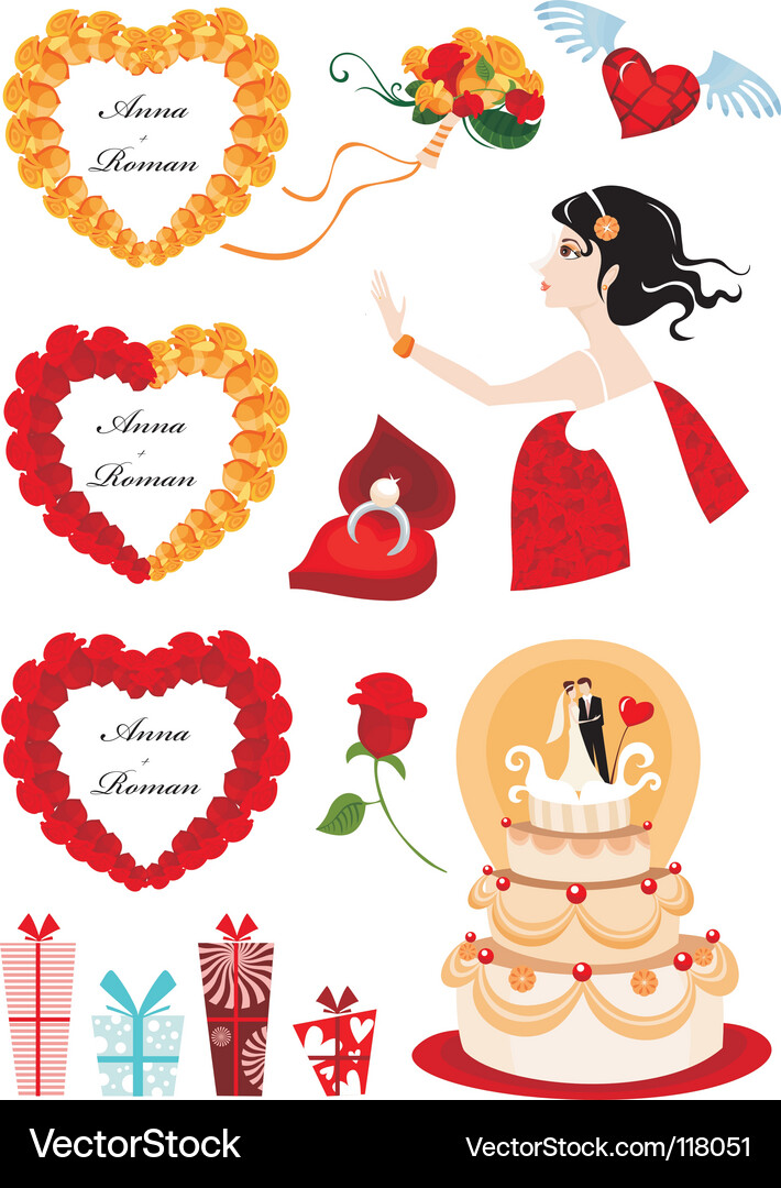 Wedding set Royalty Free Vector Image - VectorStock