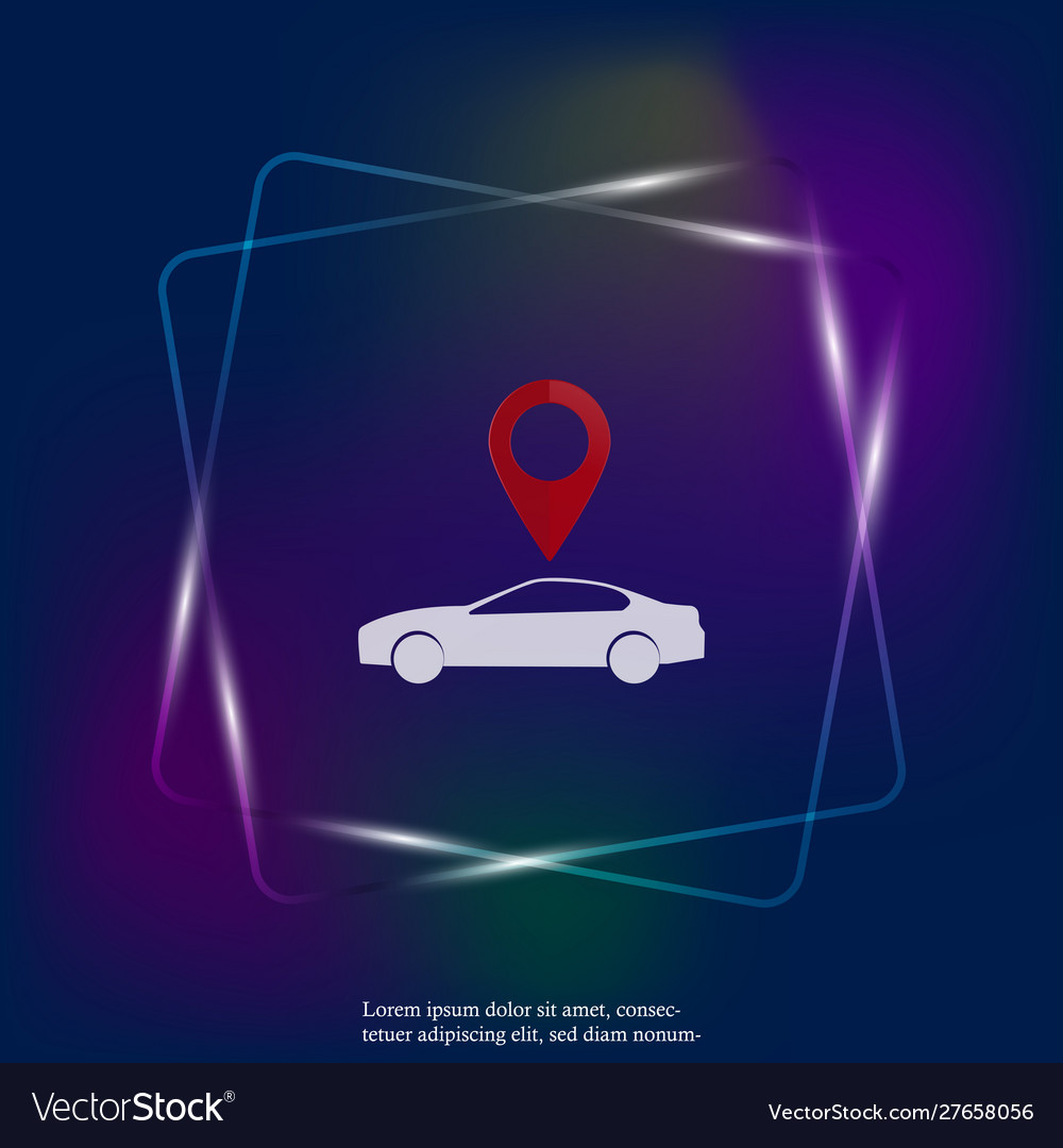 Car pointer neon light icon positioning Vector Image Car pointer neon light icon positioning