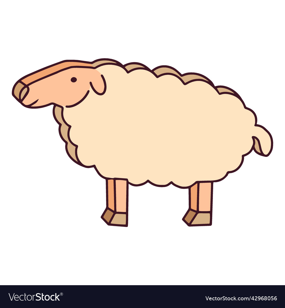 Cardboard sheep color stroke Royalty Free Vector Image