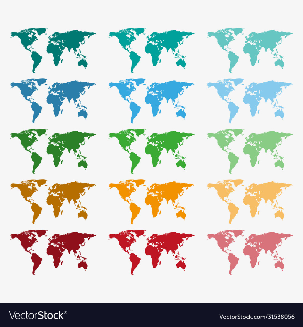 Collection color world maps with different vector image Collection color world maps with different