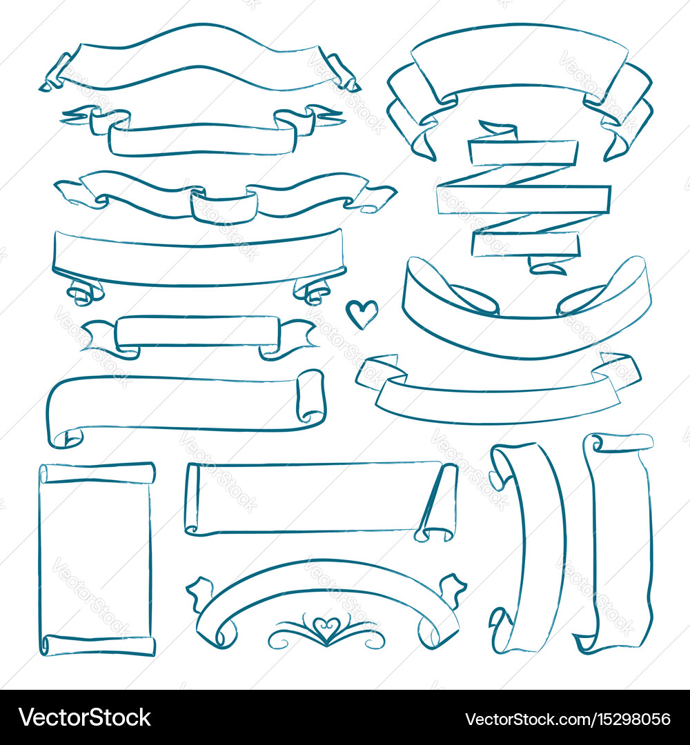 Collection of hand drawn banners Royalty Free Vector Image