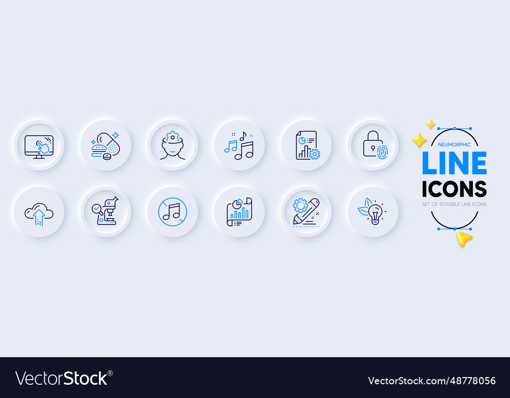 Fingerprint lock report and microscope line icons