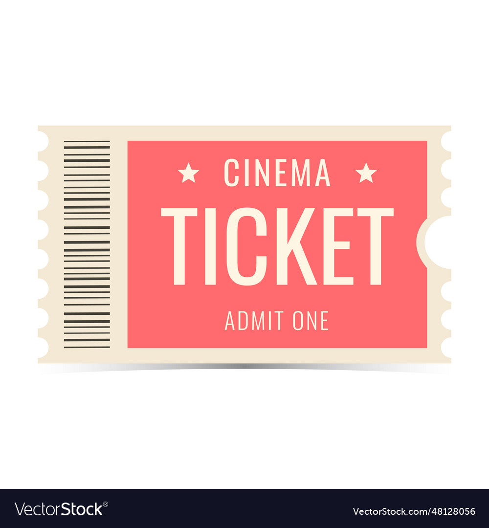 Isolated color cinema ticket Royalty Free Vector Image