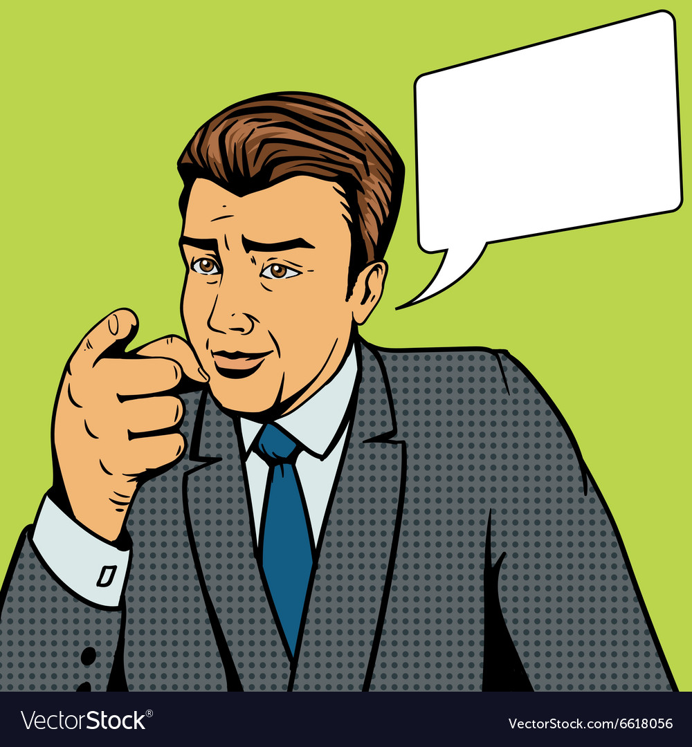Man pointing forward finger pop art style