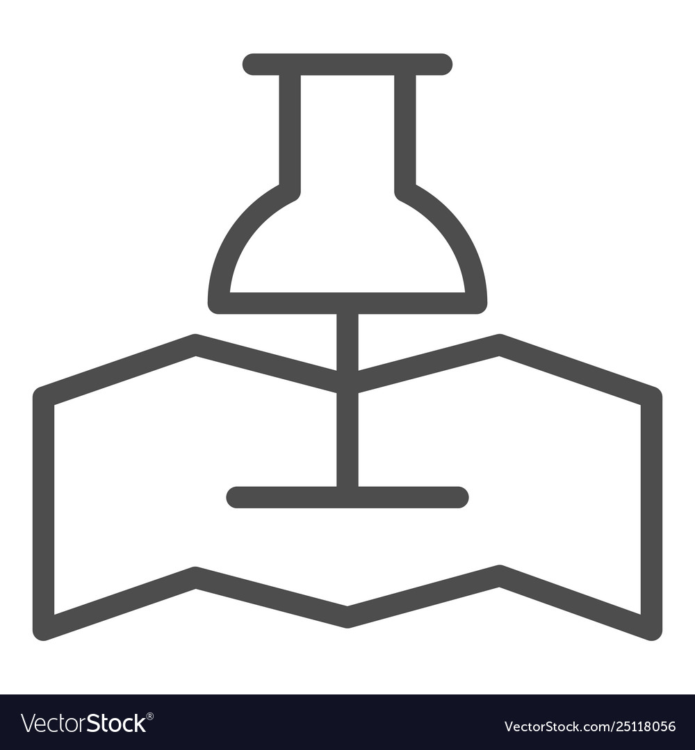 Map with push pin line icon location pointer vector image Map with push pin line icon location pointer