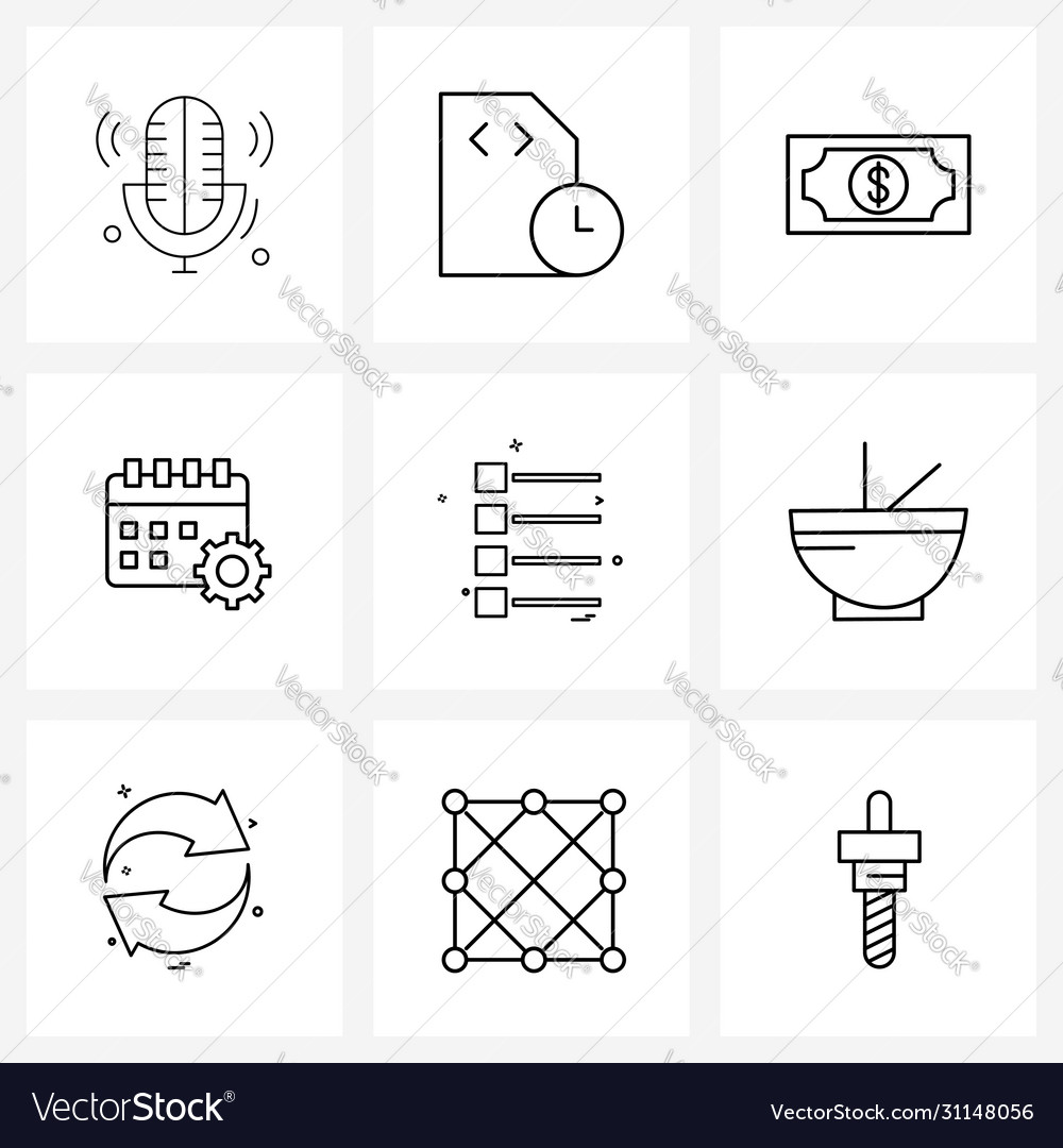 Modern line 9 simple icons menu ui
