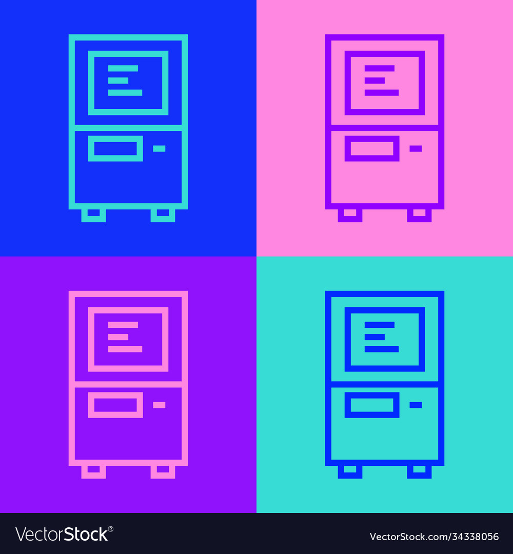 Pop art line atm - automated teller machine icon