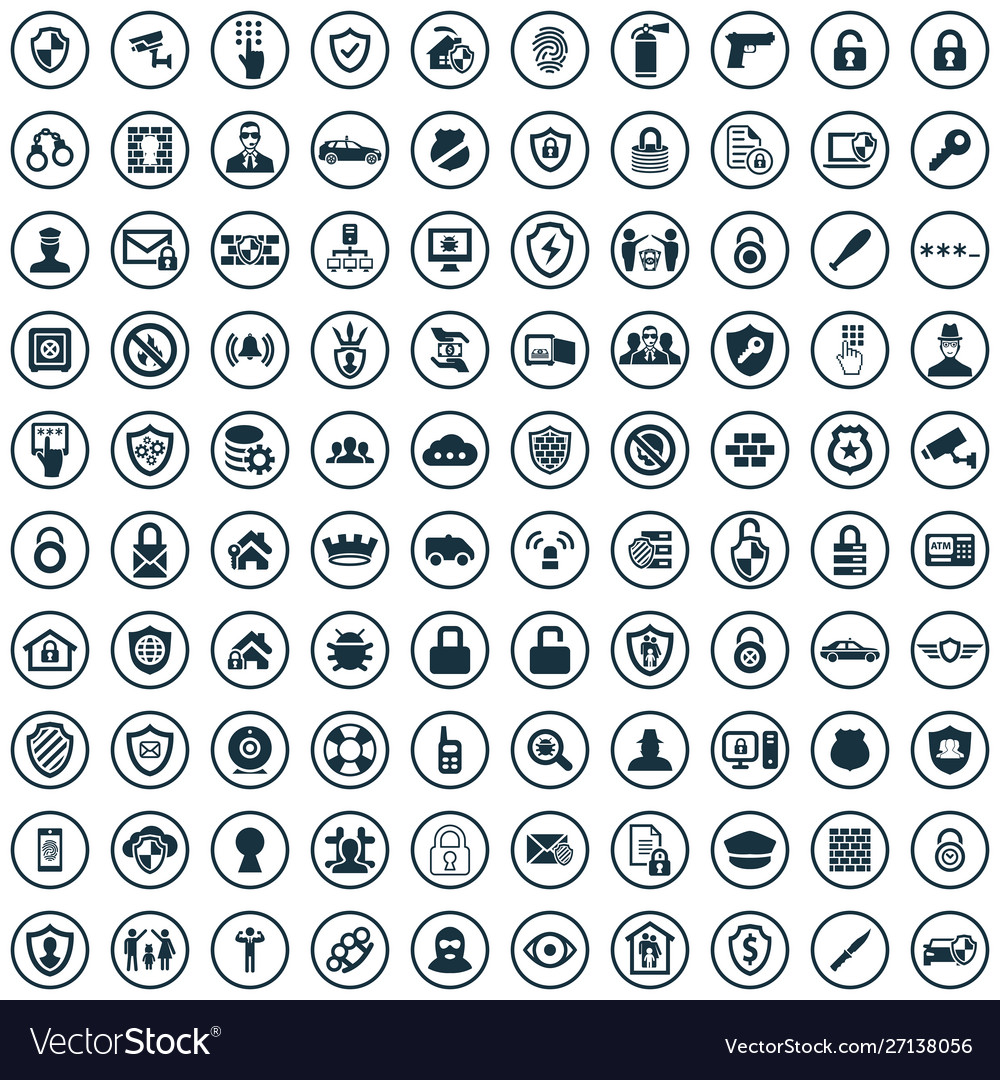Security 100 icons universal set for web and ui