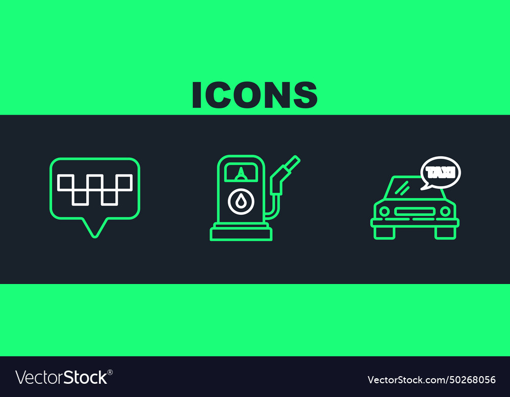 Set line taxi car map pointer vector image Set line taxi car map pointer