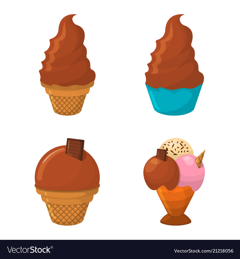 Set of ice cream cartoon icon summer sundae logo