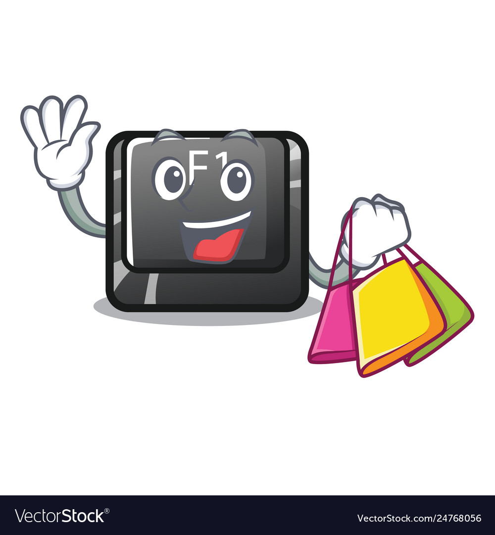 Shopping button f1 in shape character