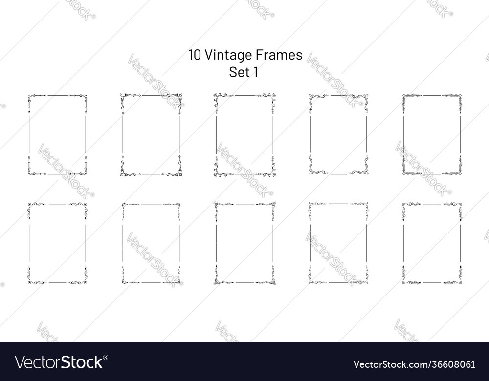 10 unique retro ornate frames rectangle template vector image 10 unique retro ornate frames rectangle template