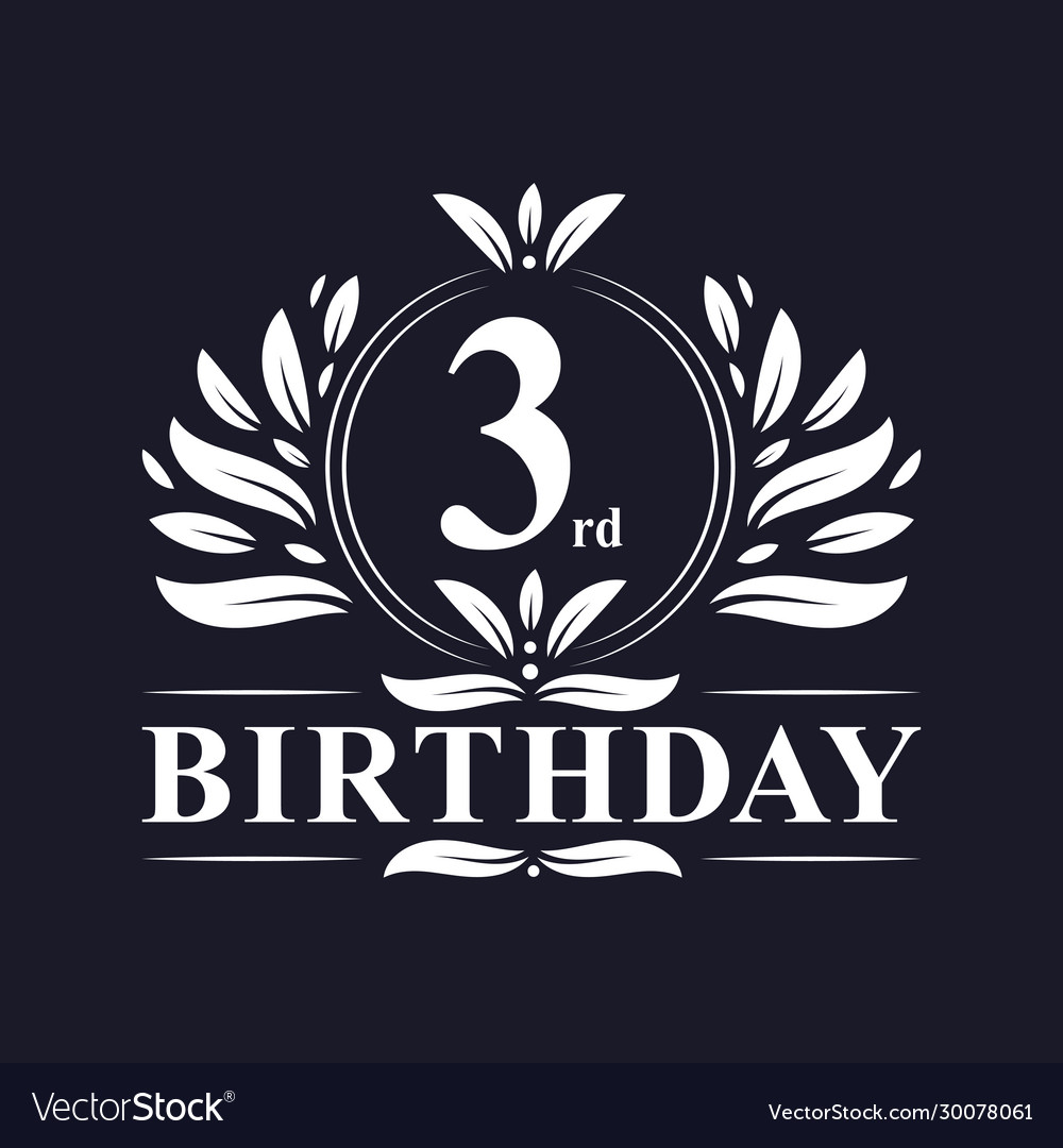 3rd birthday logo 3 years birthday celebration Vector Image