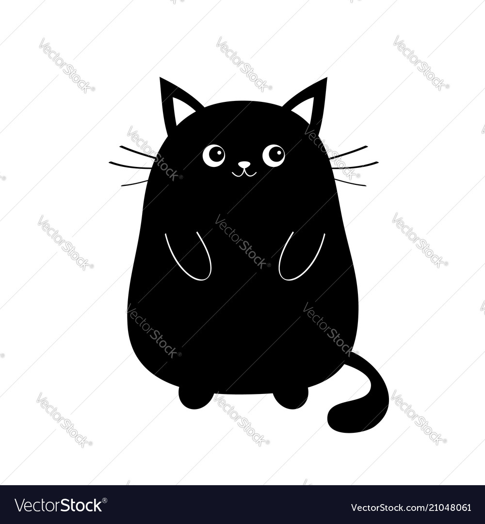 Black cute sitting cat baby kitten silhouette Vector Image