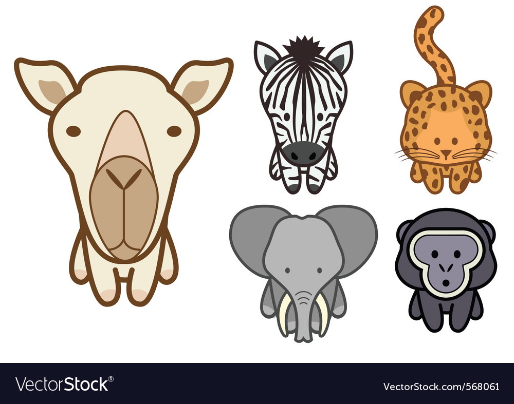 Cartoon zoo animals set