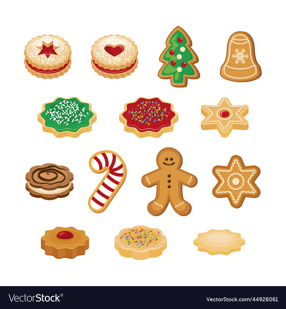 Christmas cookies and gingerbread icon set