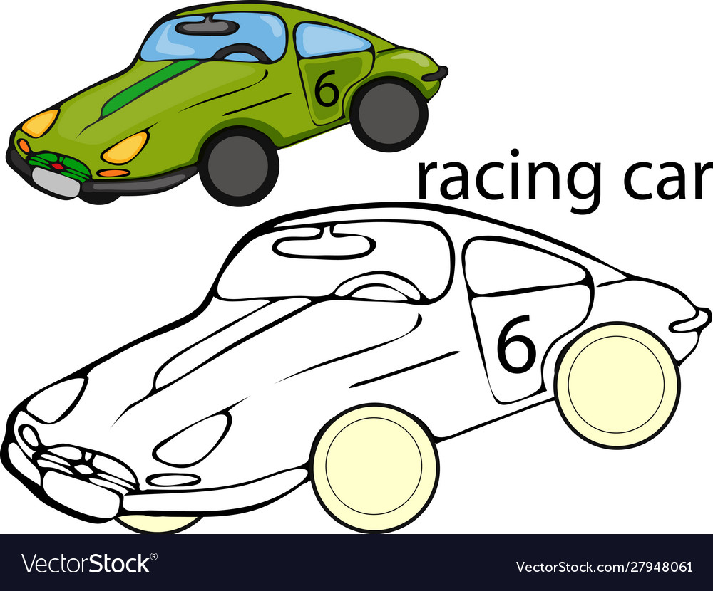 Coloring pages for kids transportracing car Vector Image