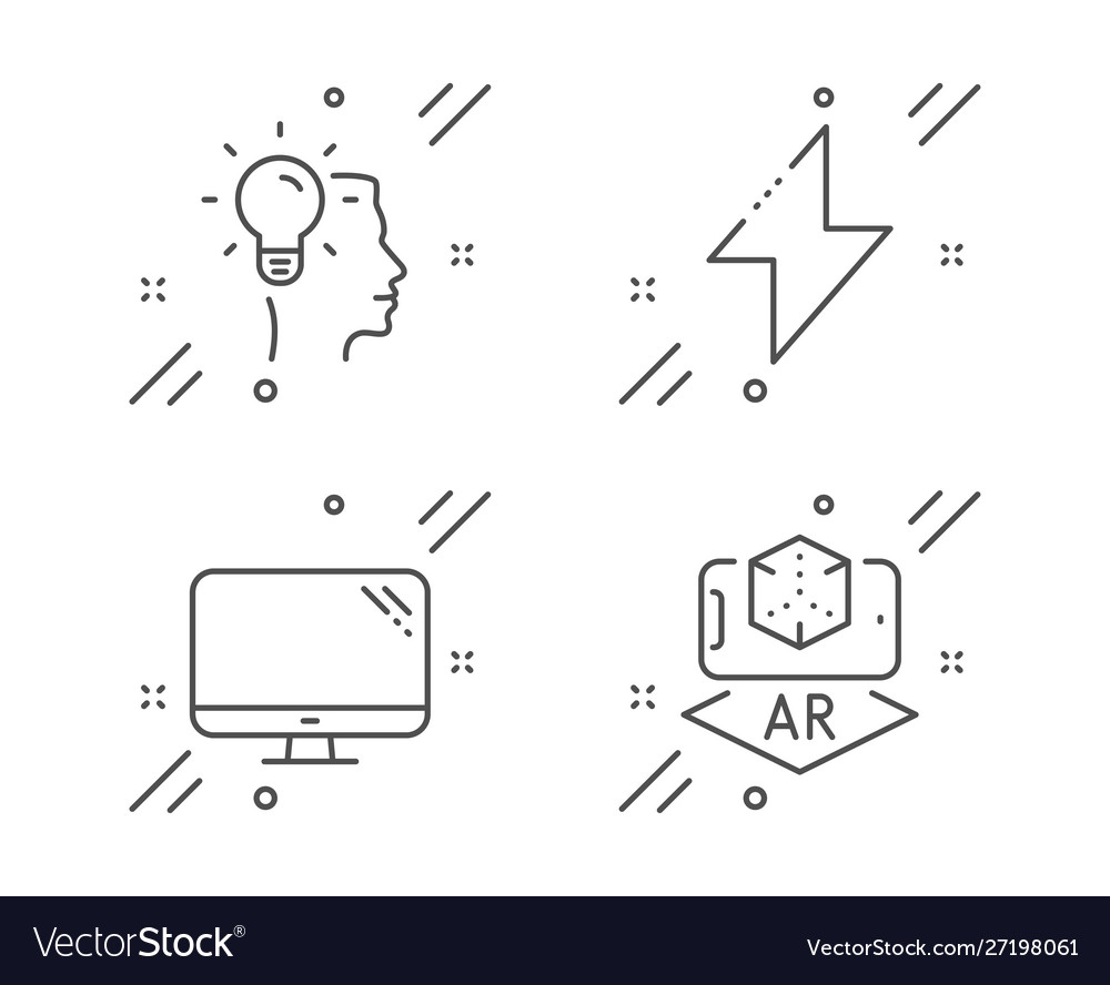 Computer energy and idea icons set augmented vector image Computer energy and idea icons set augmented