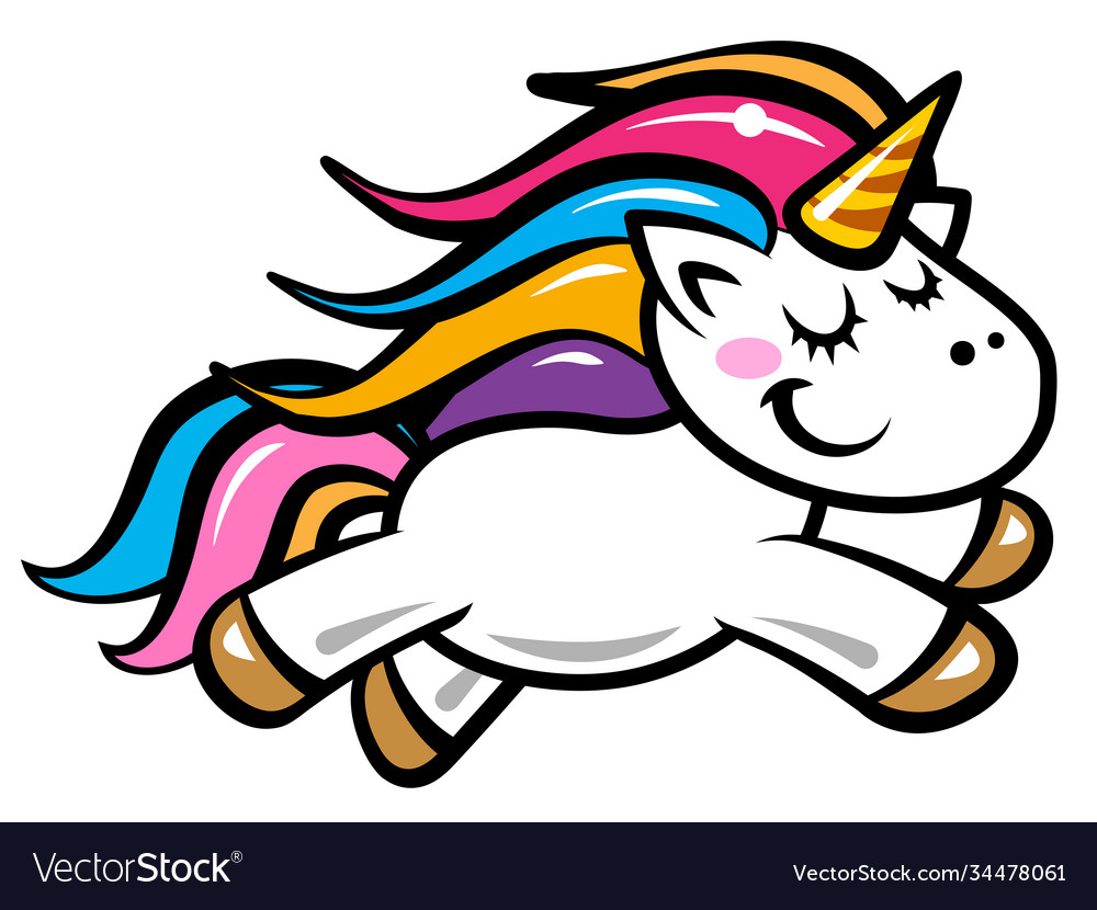 Cute unicorn drawing isolated on white background