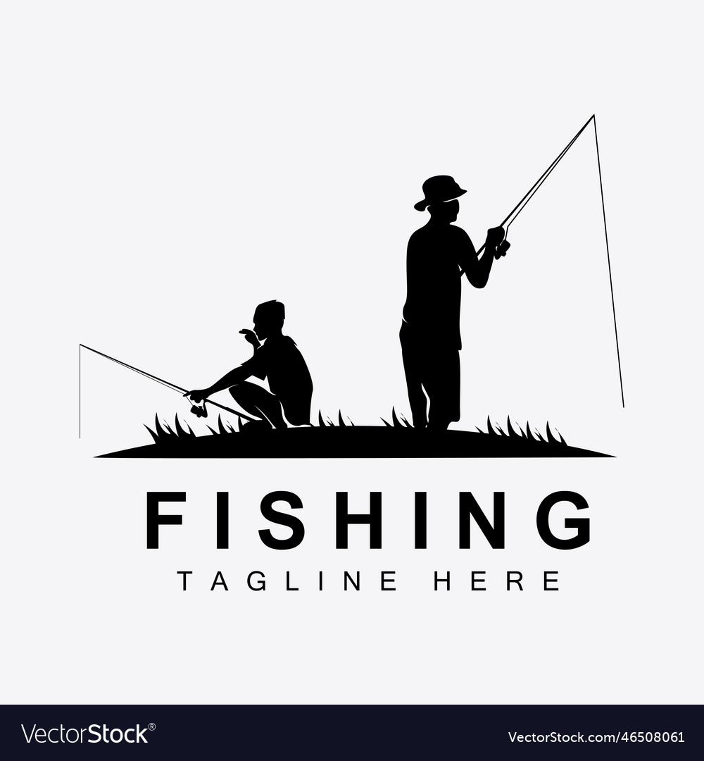 Fishing logo icon catch fish on the boat outdoor Vector Image